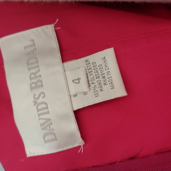 David's Bridal hot pink , orange animal print sleeveless prom dress, size 4 - Picture 9 of 12